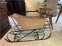 Metal and wicker baby doll pram