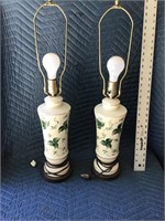 Vintage Ceramic Lamps Lot of 2 Hand Painted