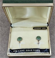 Genuine Jade Earrings 1/20-12kt Gold Filled