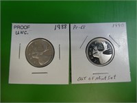 1988 - 1990 Canadian Quarters Proof Like