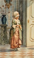 Achielle de Dominicis Watercolor of Young Girl.