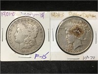 1901-O Morgan Dollar & 1923-S Pierre Dollar