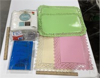 Misc Lot w/ Tablecloth, place mats &  plastic tabs