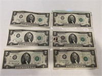 (6) 1976 $2 Federal Reserve Notes