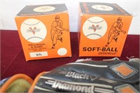 Vintage Winwell Softballs & Cooper Baseball Glove