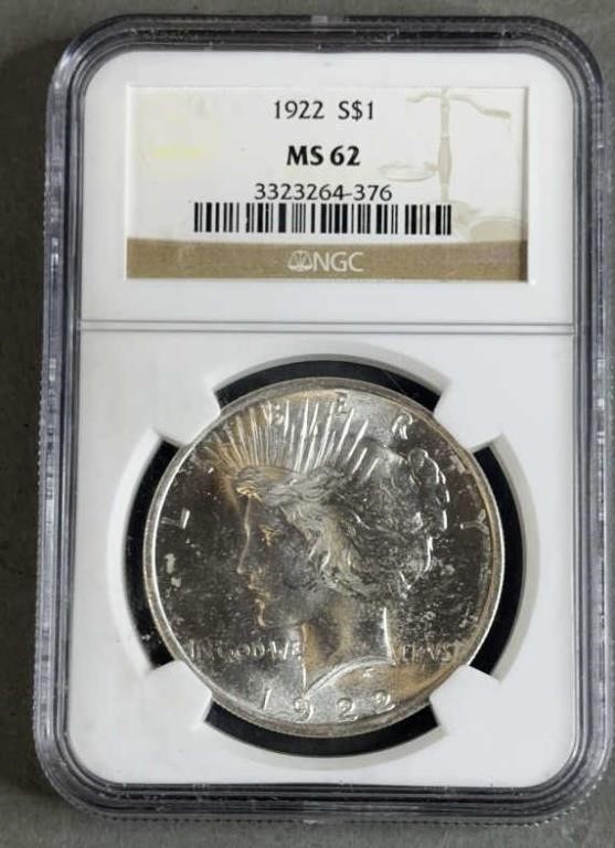 NGC MS62 1922 Peace Silver Dollar