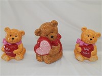 Valentine Bear Cookie Jars (3) David's Cookies