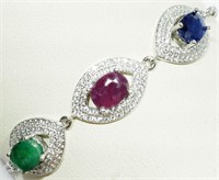 Sterling silver ruby, emerald and sapphire