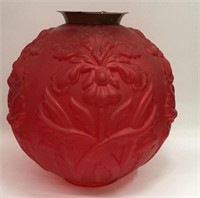 Red Satin Glass High Relief Lamp Shade / Globe