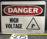 Metal Danger High Voltage Sign