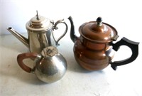 1  Pewter & 1 Copper Coffee Pot, 1 Syrup Jug