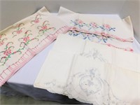 6 Vintage Embroidered Pillowcases.