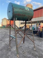 BP fuel barrel on stand
