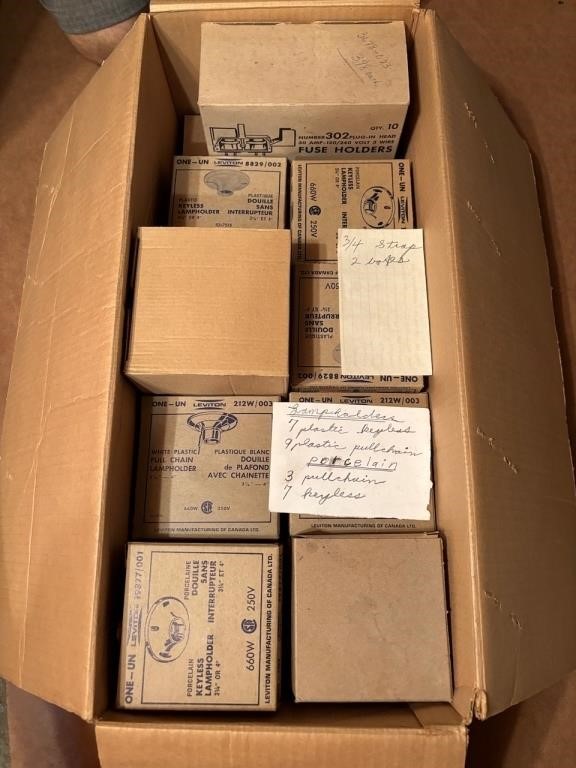 Box of Boxed Ceiling Light Fixtures, Fuse Holders