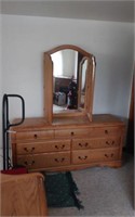 BED WITH DRAWERS UNDERNEATH AND DRESSER WITH