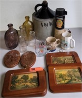 Stoneware Crock, Tammy Thermos & Old Bottles
