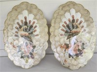 2pcs Gorgeous Mother of Pearl Peacock Art See Desc