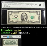 **Star Note** 2003 $2 Green Seal Federal Reserve N