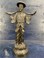 BRONZE ORIENTAL WORKING MAN FIGURE ON BASE