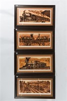 SET 4 1977-78  K. CANTIN RAILWAY PRINTS -FRAMED