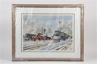 FRAMED FOLKINS  STEAM LOCOMOTIVE 6204 PRINT