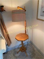 Wooden Side Table & Built in Lamp