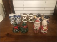 Vintage lot of Christmas themed salt and pepper