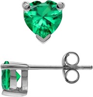 Classic Heart 1.00ct Emerald Stud Earrings