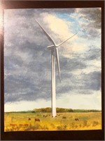 PAUL DUFF "FERNDALE WIND TURBINE W/COWS" PAINTING