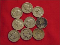(9) 90% silver quarters