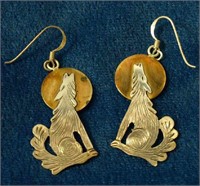 Silver & Copper Wolf Earrings