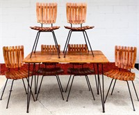 7 pc MCM dining set w/ slatback chairs