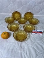 Bartlett Collins Amber Depression Glass 8 Bowls