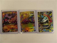 3 Holographic Mega Pokemon Cards in Protectors