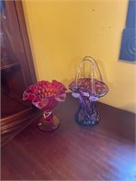 2 Piece Colored Glass Lot