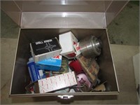 TIN BOX W/ MISC CONTENTS