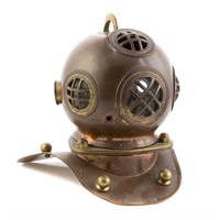 Miniature copper deep-sea diving helmet