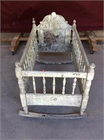Antique Primitive Baby Cradle Crib Bed