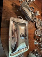 Vintage Silverplate Serving Pieces w/ Pyrex &