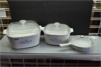5 Corning Ware dishes w/lids