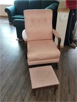 Vintage rocking chair with matching ottoman