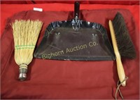 Metal Dust Pan Whisk Broom, Deck Broom 3pc lot