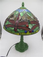 STAINED GLASS DRAGONFLY LAMP ALL CLEAN WORKS