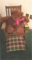 CHILD’S ROCKER WITH FOOTSTOOL AND BEAR