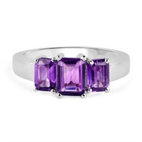 Plated Rhodium 1.95ctw Amethyst Ring