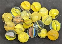 Group of Yellow Core Glass Marbles