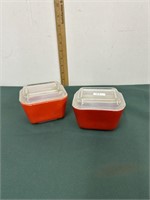 Pyrex Red Refrigerator Dishes-Flawed Lids
