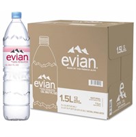 evian Natural Spring Water, 1.5L - 24 Pack