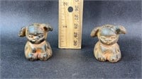 (2)  GRISWOLD CAST IRON PUP PAPERWEIGHTS