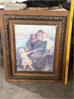 antique picture under glass